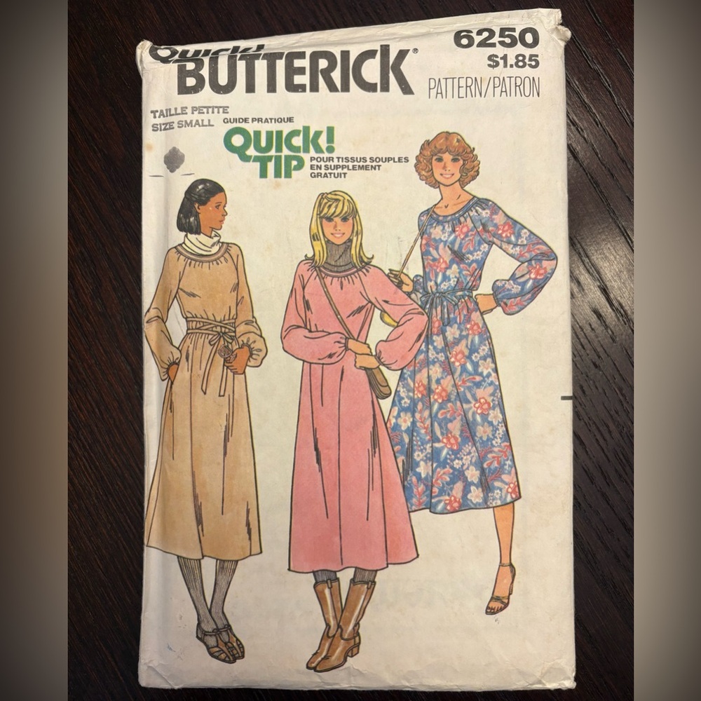 Butterick Dress Sewing Pattern 6250 Size Small Vintage Uncut